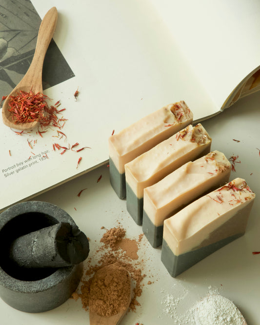 Dunes Soap Bar – Jasmine and Oudh handmade charcoal soap for oily skin
