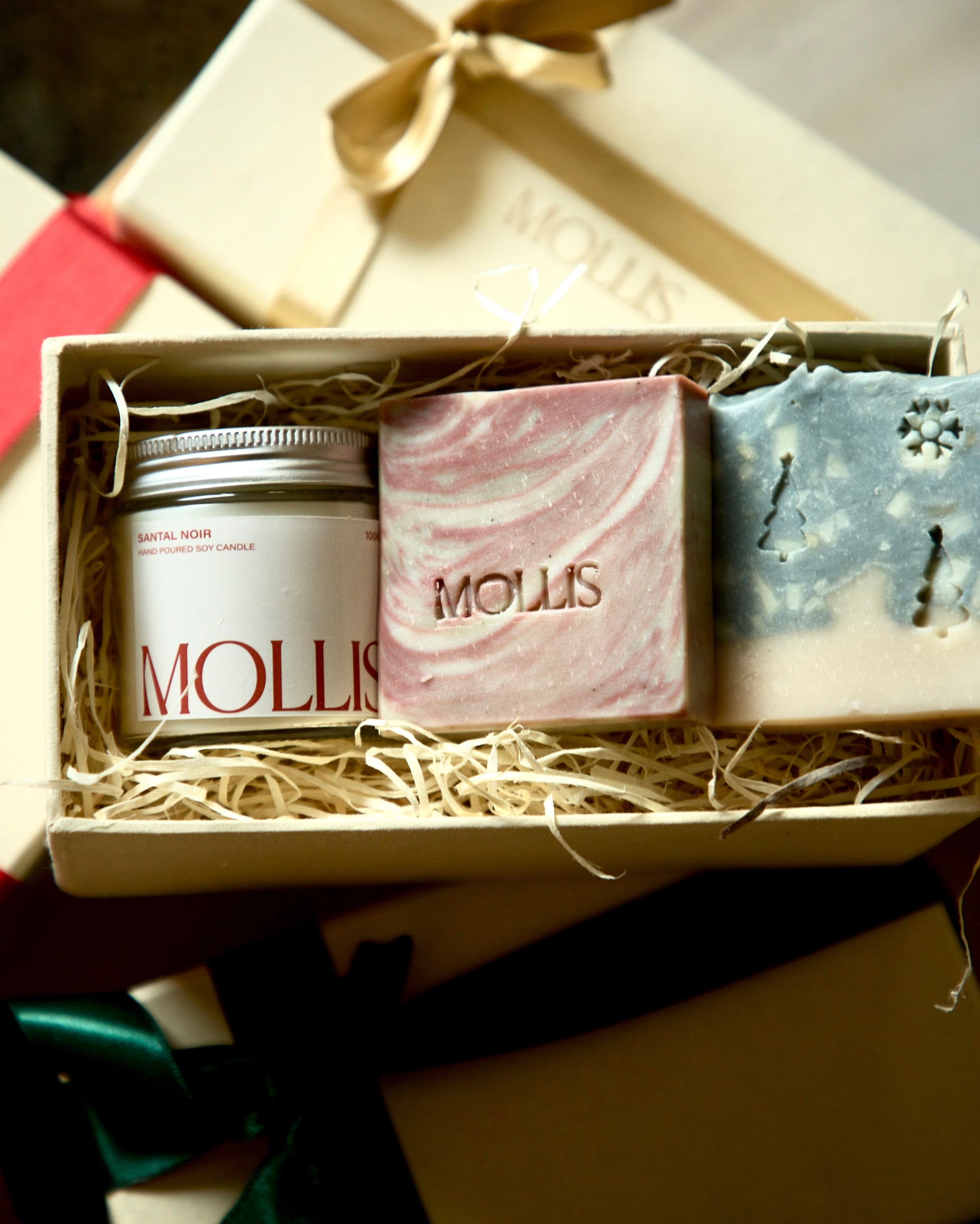 Mollis handmade soap gift pack of 3 India — natural vegan cold process soap gift set Diwali