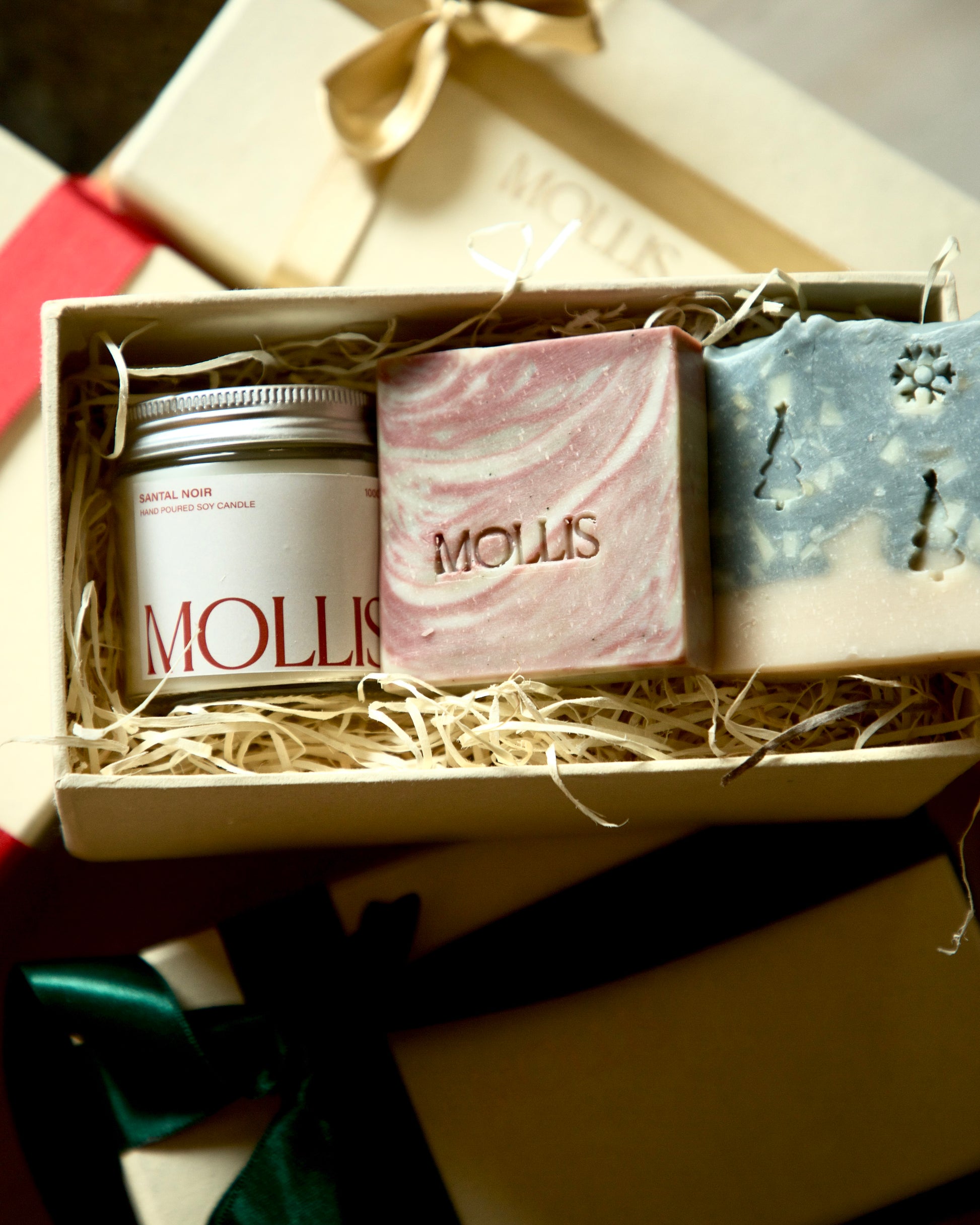 Mollis handmade soap gift pack of 3 India — natural vegan cold process soap gift set Diwali
